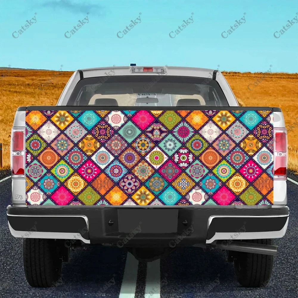 Bohemian Lattice Printing Car Tail Trunk Protect Vinly Wrap Sticker Decal Auto Hood Decoration Sticker for SUV Off-road Pickup