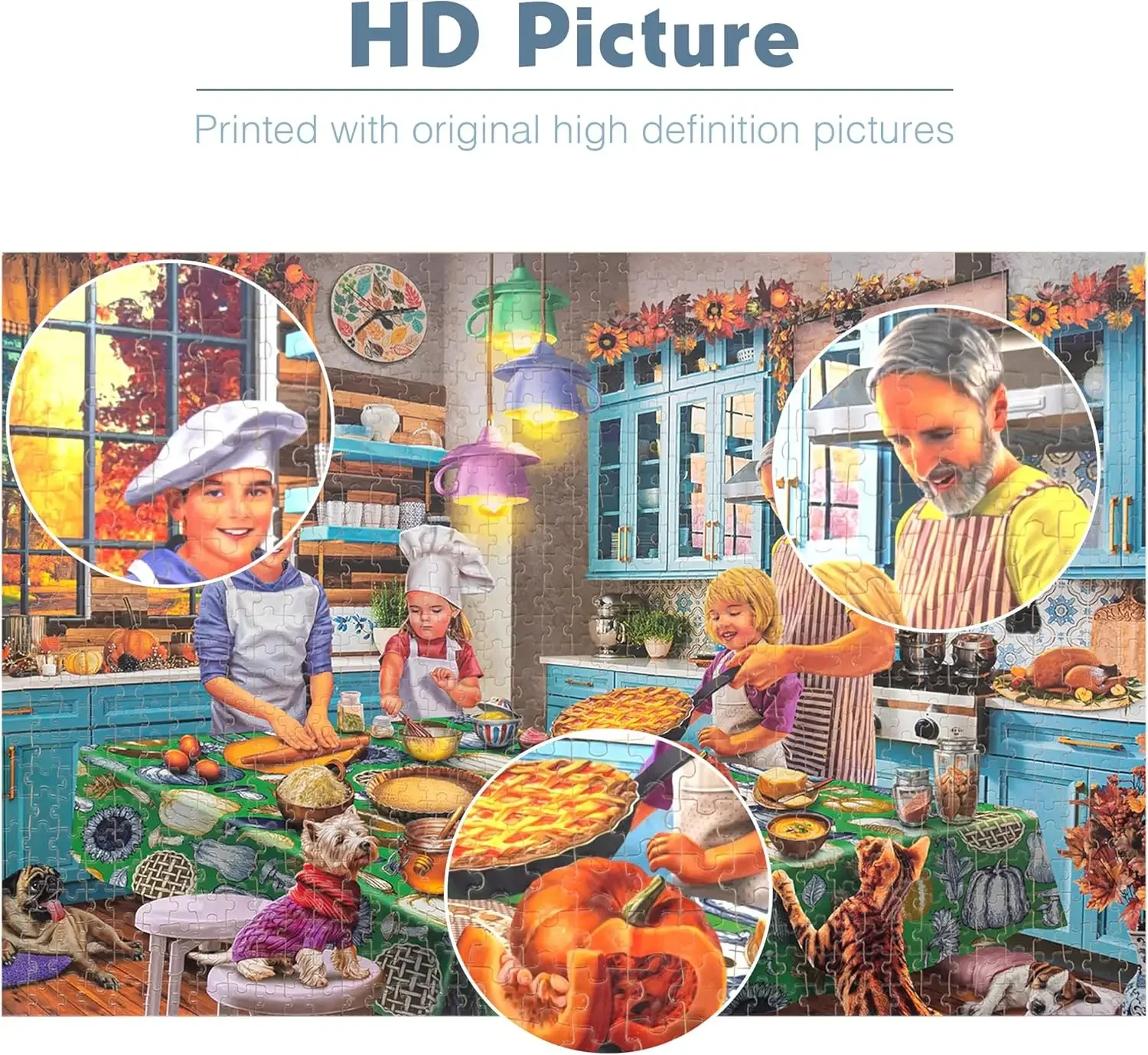 300/500/1000Pcs Adult Jigsaw Puzzle Kitchen Baking Wooden Puzzle for Gameroom Bedroom Livingroom Decor Family Fun Activity