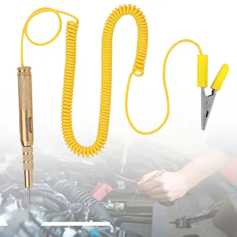 Testador de circuito de veículo automotivo DC 6V 12V 24V lâmpada caneta de teste de tensão lápis amarelo