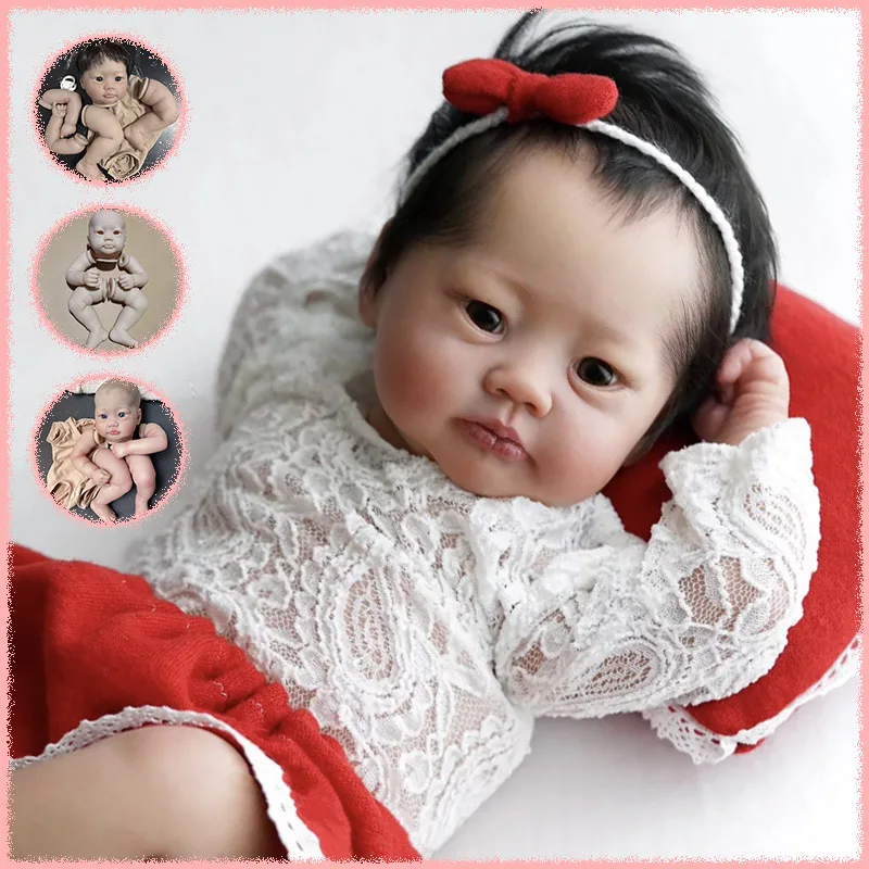 19Inch With Cloth Body Already Painted Kits/Unpainted Kit Lifelike Reborn Lali Doll Soft Touch Fresh Color DIY Doll Parts