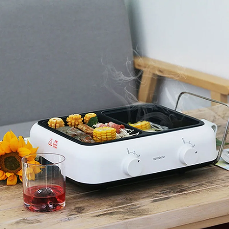 Electric Roasters Temperature Control By Zones Light Oil and Less Smoke Dual Control Non-stick Multi-function Electric Hotpot