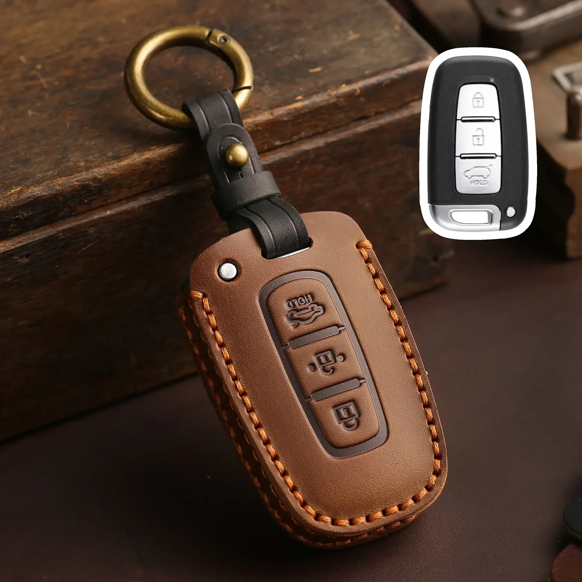 

Leather Car Key Case Cover For KIA RIO Sportage K2 K3 K5 For Hyundai Sonata Accent Solaris HB20 I30 Ix35 Veloster Genesis 2008