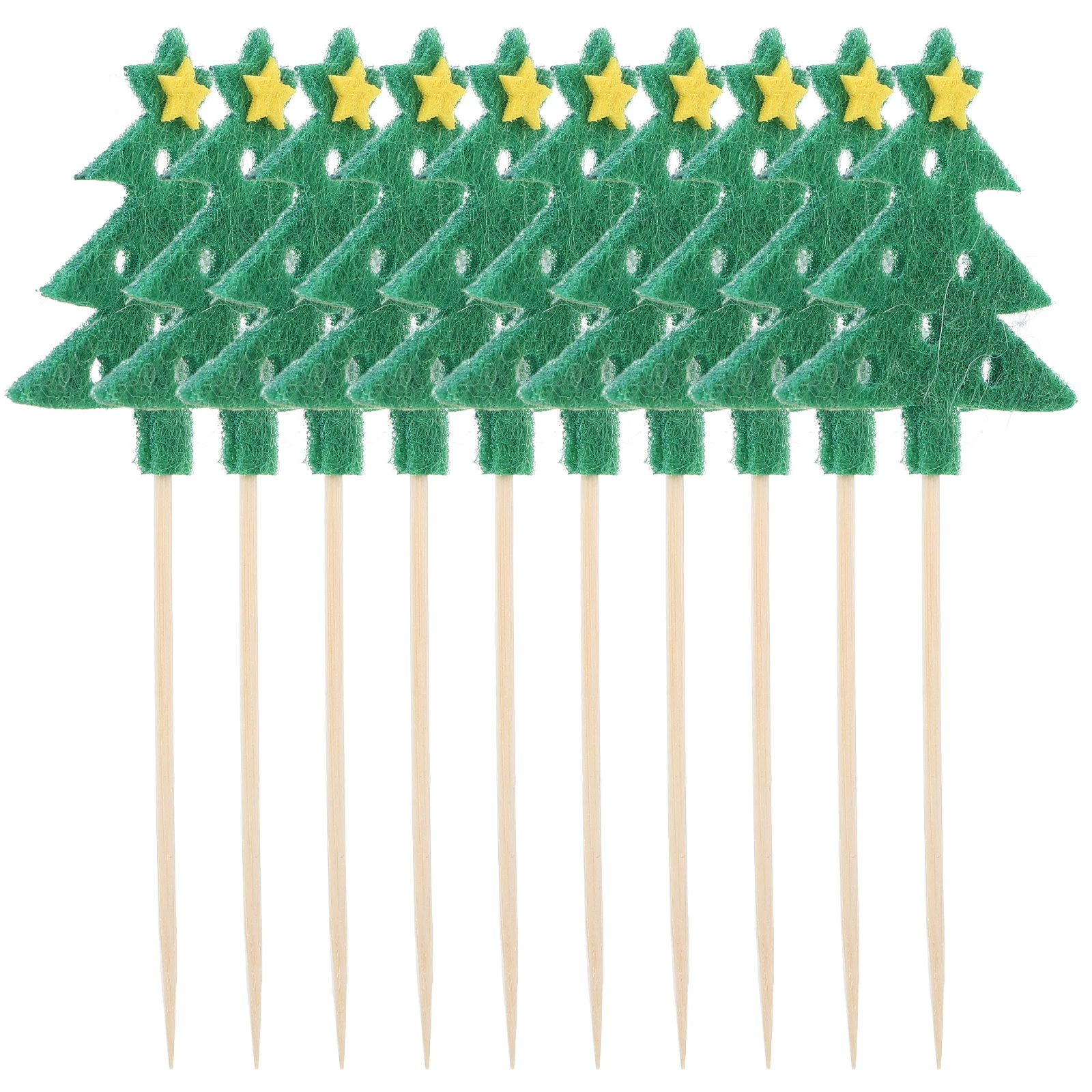 

10pcs Cake Picks Christmas Tree Cocktail Toothpicks Skewers for Xmas Decorations Party Fruit Stick Toppers Safe Material Holiday