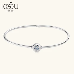 0.5ct Bezel Round Moissanite Bangle Bracelet 925 Sterling Silver for Women Classic Charms Jewelry Birthday Valentine's Day Gift