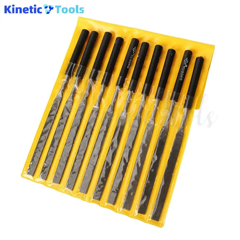 أداة ملف مسطحة معدنية 5 × 180 مم، أداة ملف معدنية من الفولاذ الكربوني العالي للمعادن والخشب والبلاستيك وملف مسطح للتكرير 10 قطعة/المجموعة #5