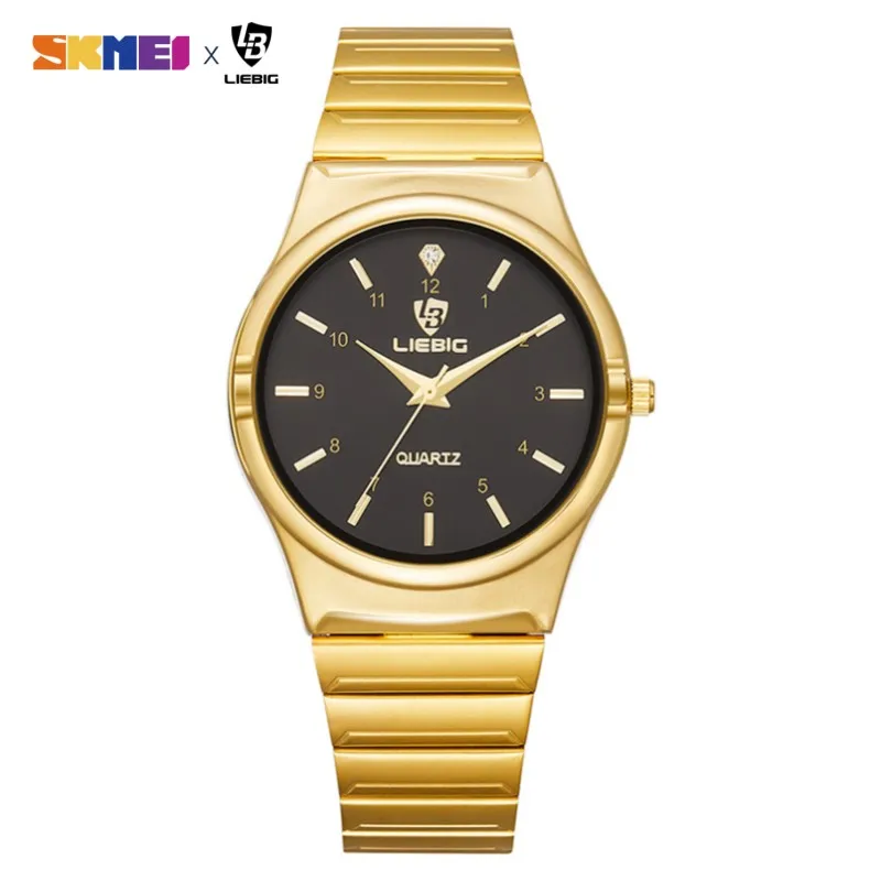 Luxury Golden Quartz Watch Stainless Steel Bracelet Waterproof Wristwatches For Men Women Female Male relogio masculino Clock