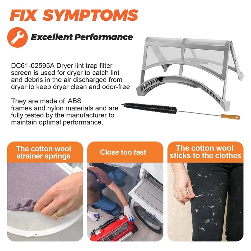 اشتري الآن DC61-02595A شاشة مرشح الوبر للمجفف مع فرشاة تنظيف مصيدة الوبر لمجفف الملابس - لمجفف سامسونج - 2069505 #4