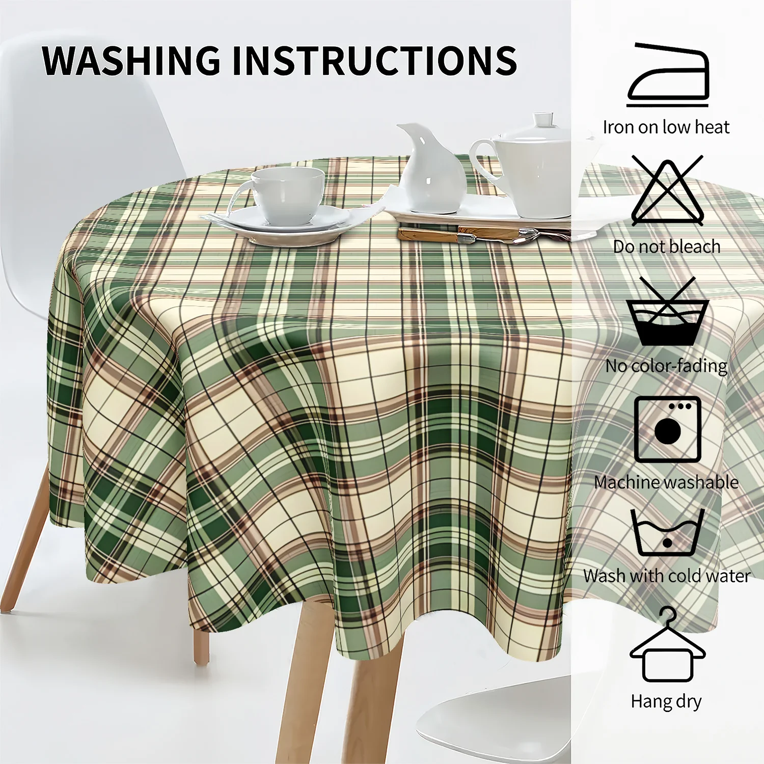 1 Sugarland plaid round tablecloth, bright colors, durable fabric, a must for picnics