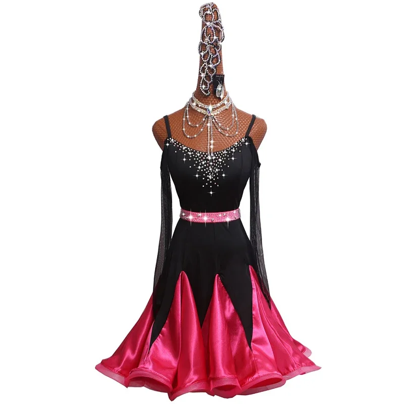 Summer Sexy Lady Latin Dance Dress High Quality Long Sleeve Ballroom Dancing Dresses Women Stage Competition Practice Clothing