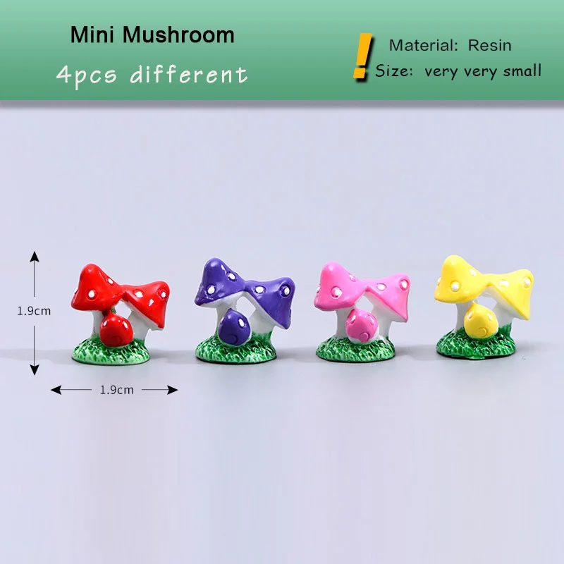 4pcs Simulated Mushroom Miniature Figurine Plant Micro Landscape Home Decoration Fairy Mini Garden Ornament DIY Accessories