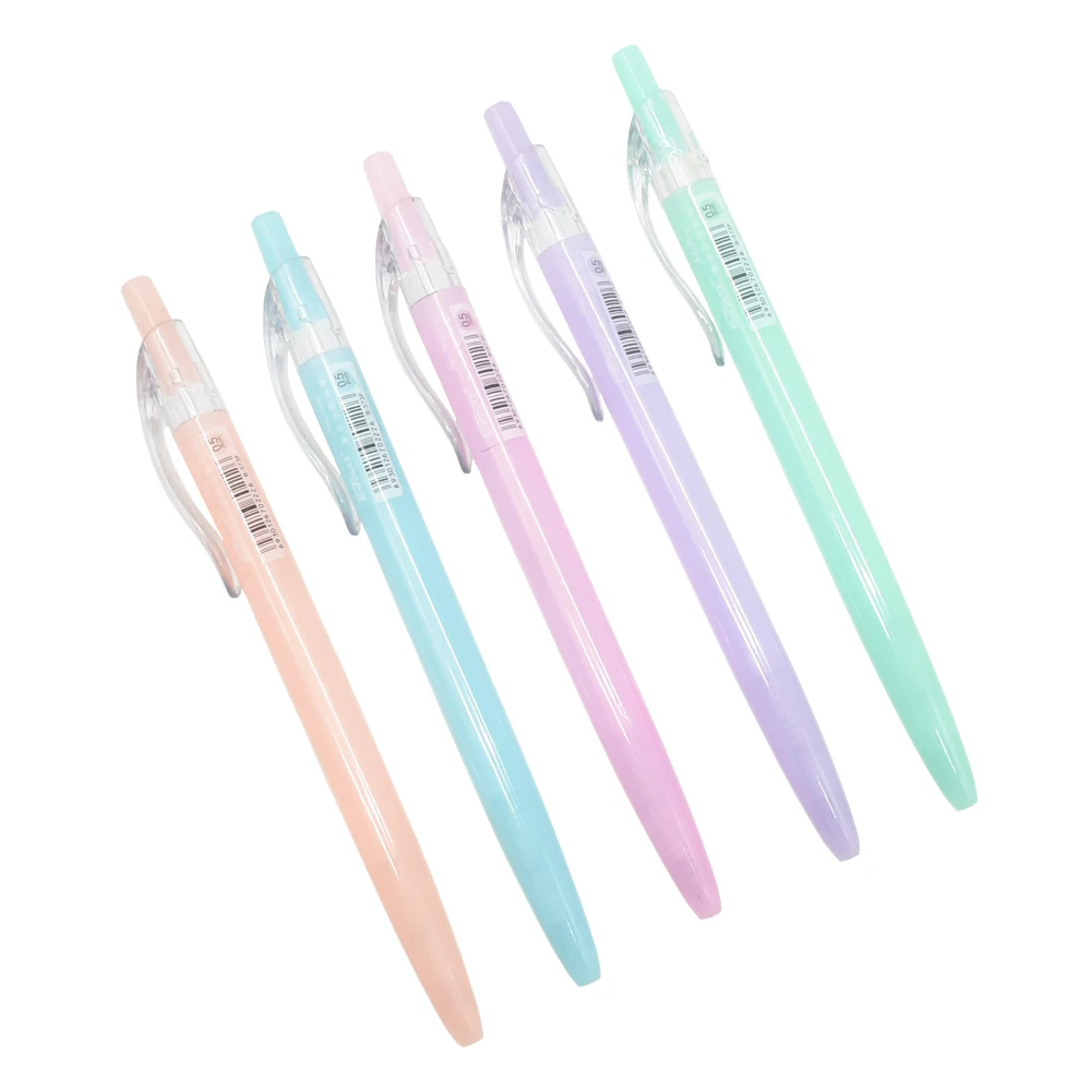 5Pcs Jelly Color Ballpoint Pen 0.5mm Blue Refill Long-lasting Plastic Transparent Ball Point Pens Kids School Office Stationery