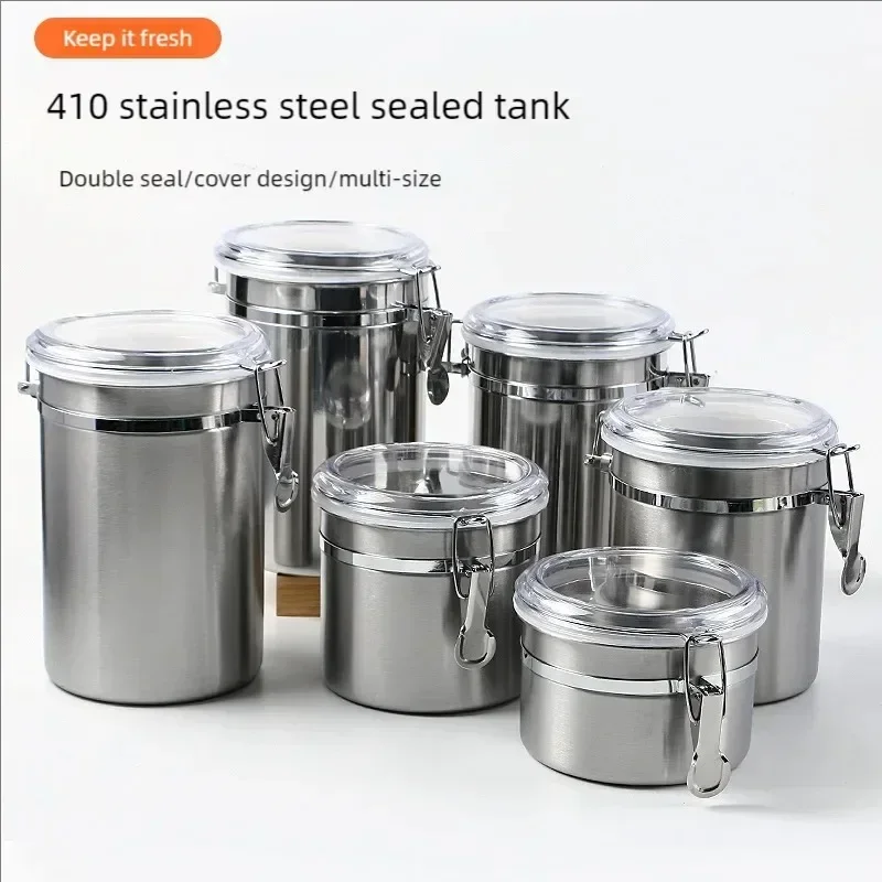 301-500ML Stainless Steel Sealed Tank Food Coffee Beans Snack Storage Cans Tea Leaf Container Organizer Kitchen Accessories