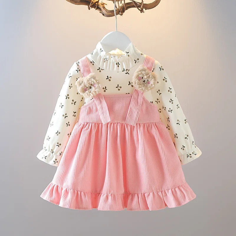 New Western Style Spring And Autumn Dress For Baby Girls 0-3 Years Old Autumn Princess Fake Two Piece Dress