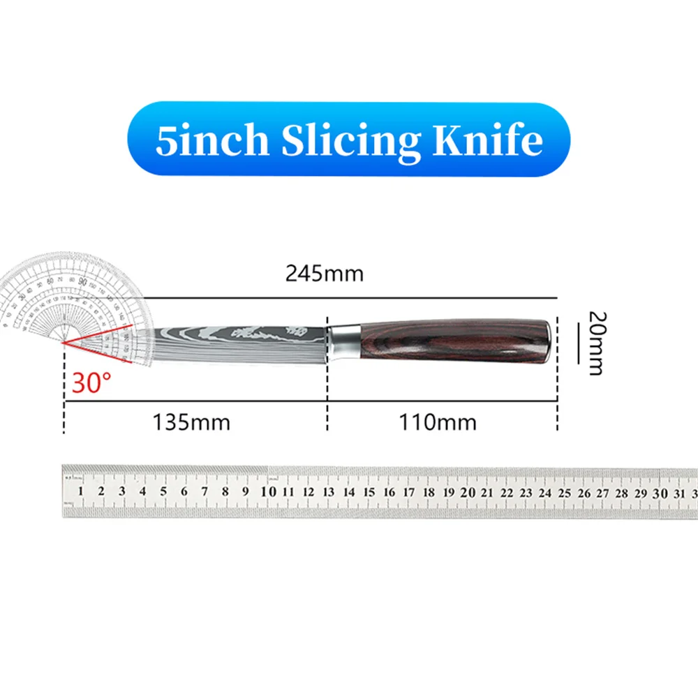 Japanese Utility Kitchen Knife 5 Inch Damascus Kitchen Petty Knife Razor Sharp Cutting Fruit Carving Chef’s Paring Knives