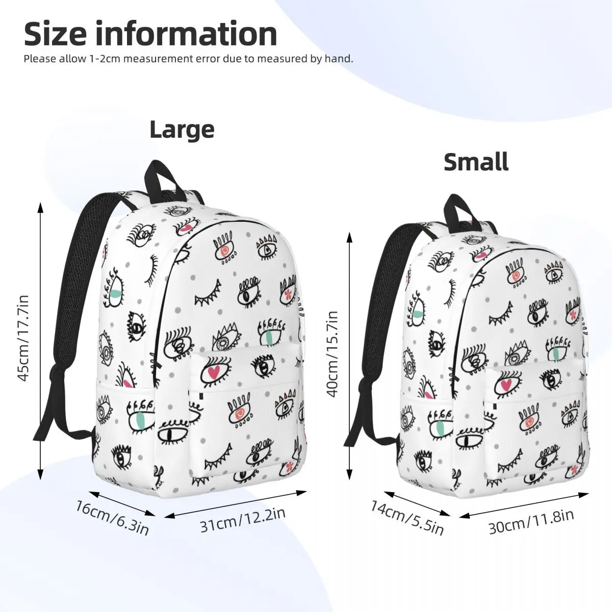 Mochila com cílios para os olhos, mochila para estudante do ensino fundamental, mochila escolar para adolescentes, linda mochila de lona, presente para estudantes