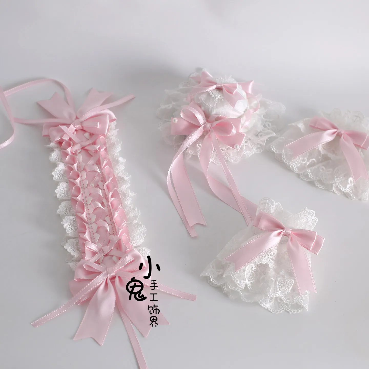 

Rose Lolita Hair Accessories Hand Sleeves Original Pink Showa Doll Ponet Top Hat Lace Headband Bnt Headband