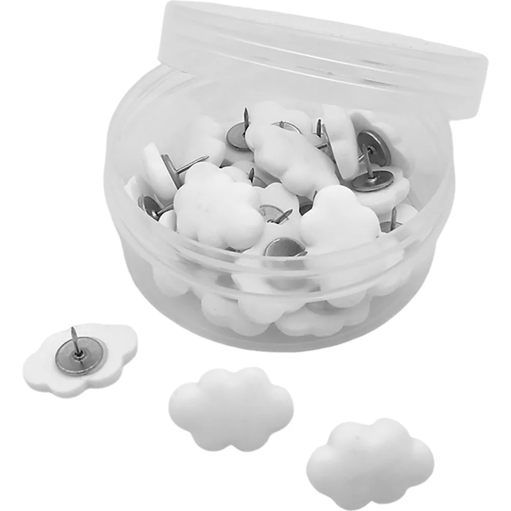 

30pcs Creamy White Cloud Pushpins Thumbtacks for Cork Board Cute Pins Office Supplies Decorative Tacks Map Markers Photo Wall