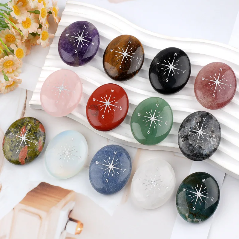 Crystal Stone Ornaments Thumbstone Compass Star Radiance Healing Therapy Meditation Spiritual Natural Gemstone Home Decoratives