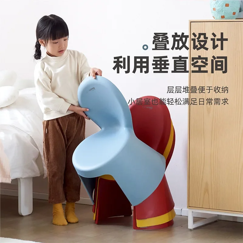 Plastic Children's Backrest Stool, Kindergarten Thickened Small Bench, Home Baby Eating, Non-slip Dining Chair