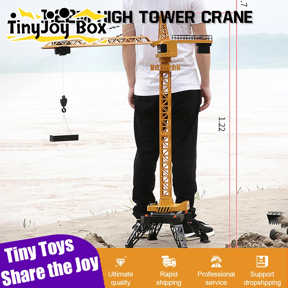 Huina 1585 Alloy Tower Crane Remote Control Car Children Electric Radio Controlled Engineering Truck Model Toys for Boys Gifts