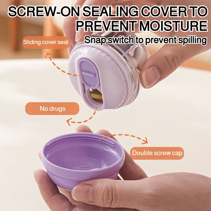 صندوق حبوب الدواء المحمول للسفر بأربعة حجرات منظم أدوية بصري صغير دوار