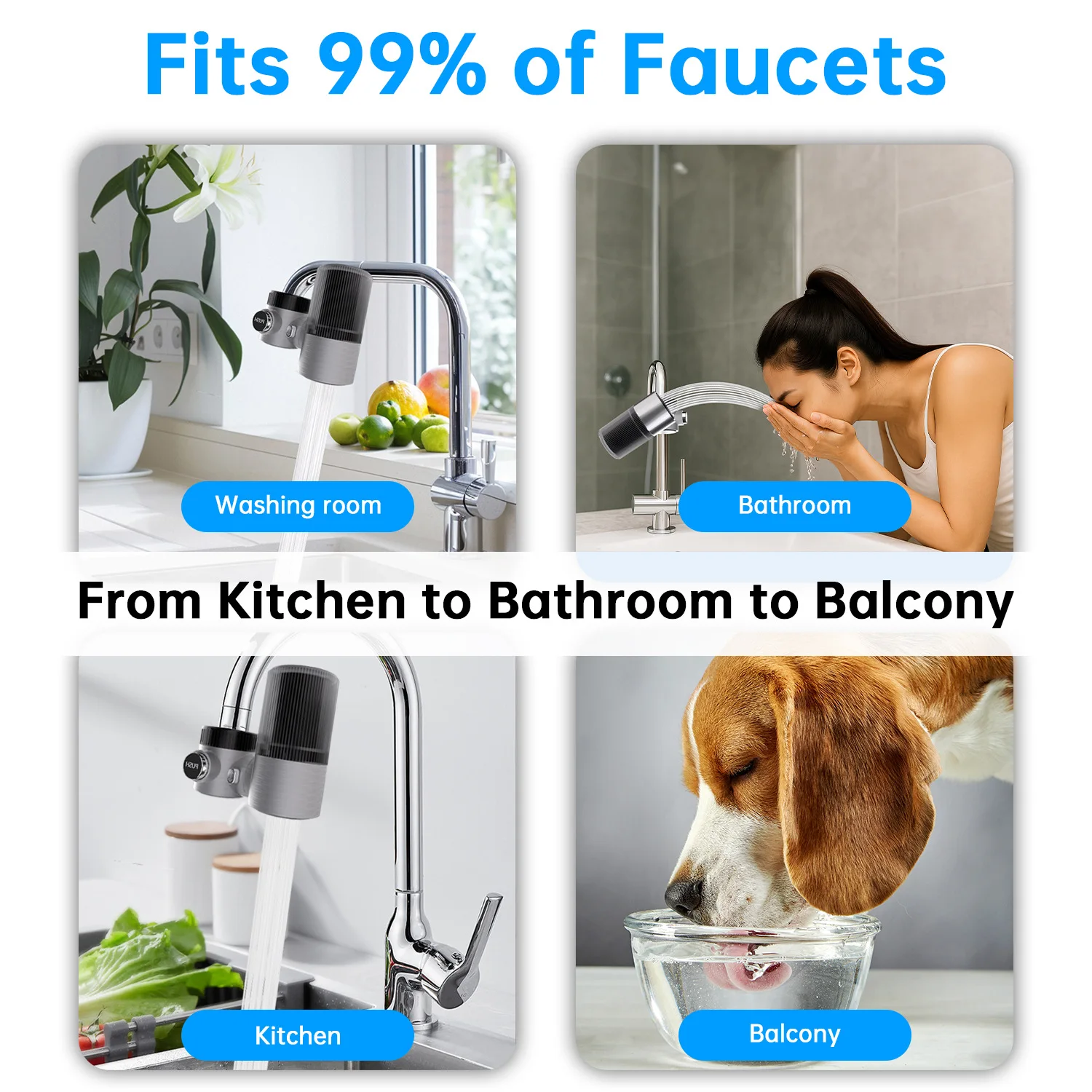 Faucet water purifier, kitchen and bathroom purifier, reduce lead and chlorine, long-lasting and improve drinking water experien