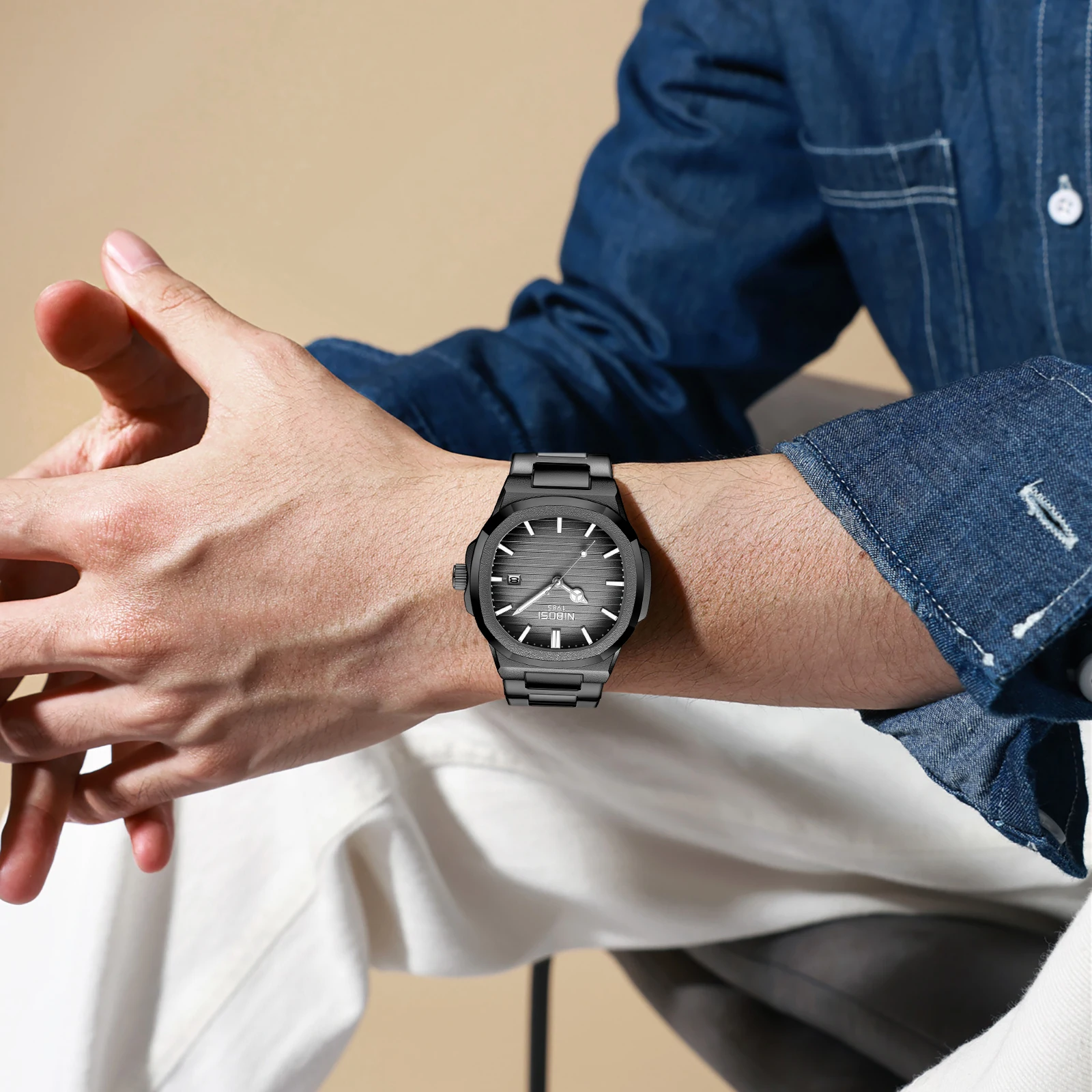 2026 NIBOSI Men's Watches Top Brand Luxury Auto Date Business Men Watch Stainless Steel Waterproof Analog Quartz Wristwatches