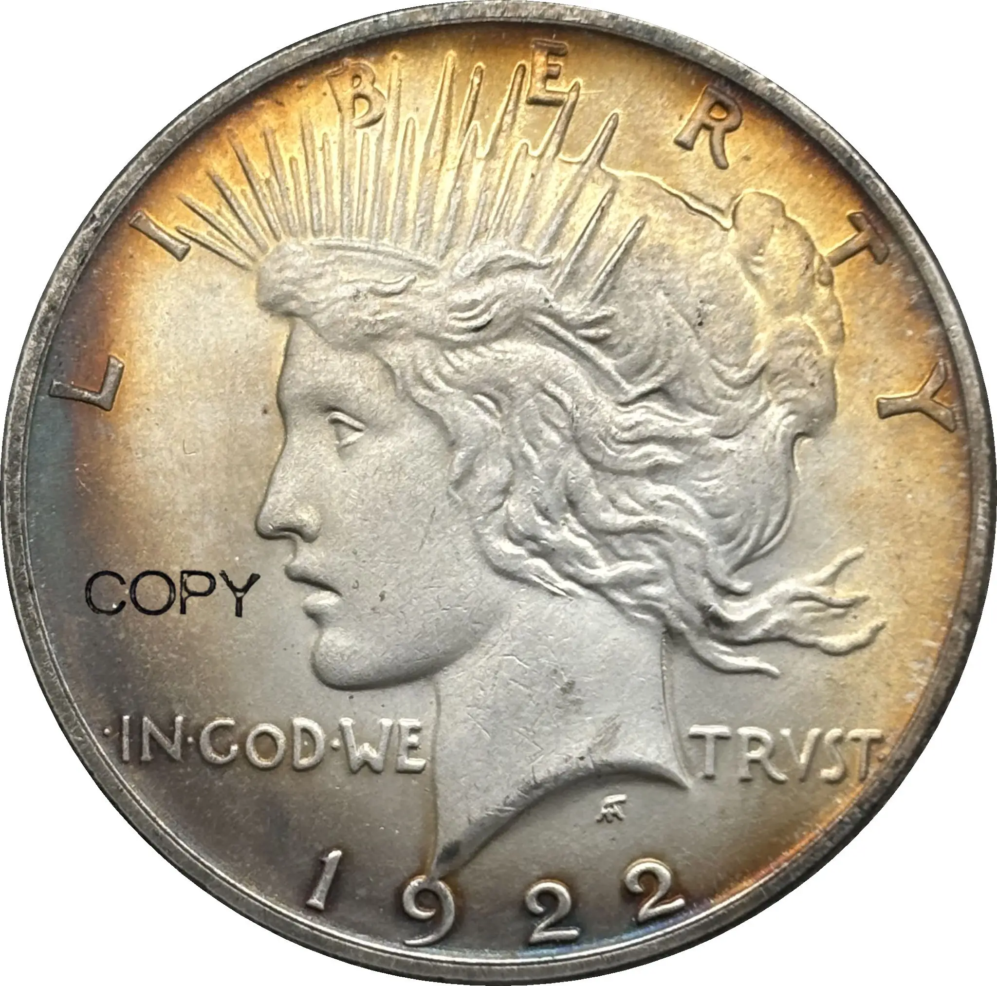 US 1922 1 One Peace Dollar Two Face Same Silver Plated America Copy Commemorative Coin Ww2 Liberty Moneda Collectible Coins