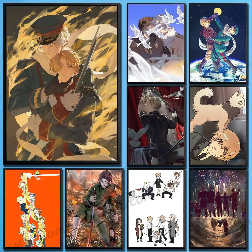 

Anime H-Hetalia A-Axis Poster Sticker Classic Art Painting for Home Bedroom Cafe Office Wall Decor