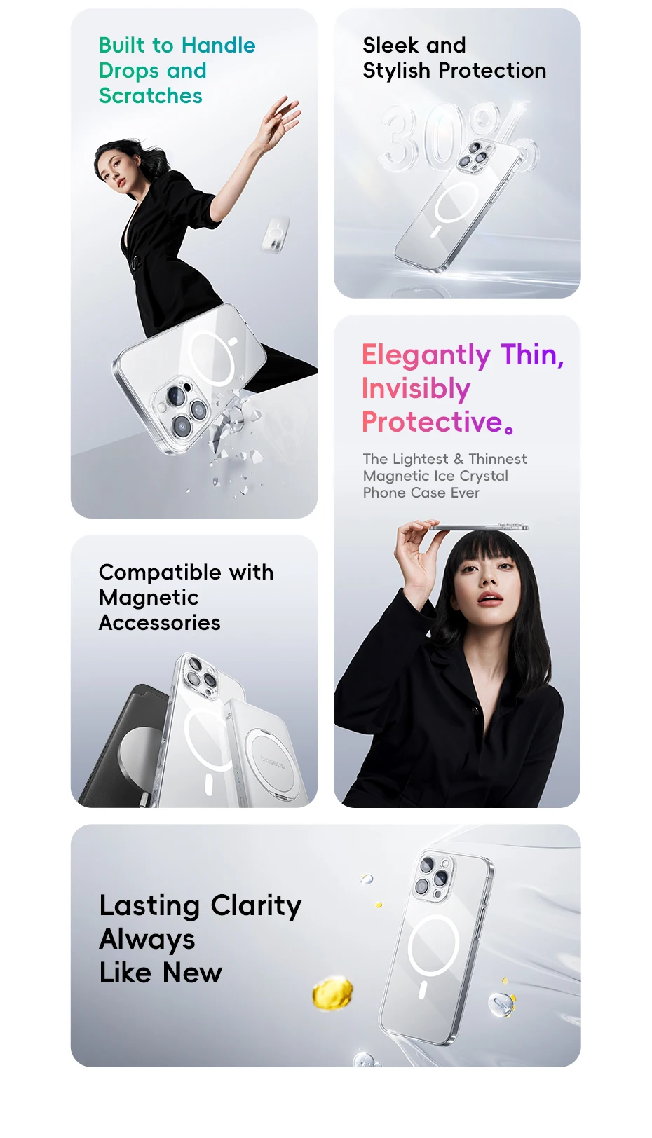 Baseus Magnetische Hülle für iPhone 17 16 15 14 Pro Max für MagSafe Wireless Charging PC Hülle für iPhone 13 12 11 Pro Max Funda Hülle – Detail 3