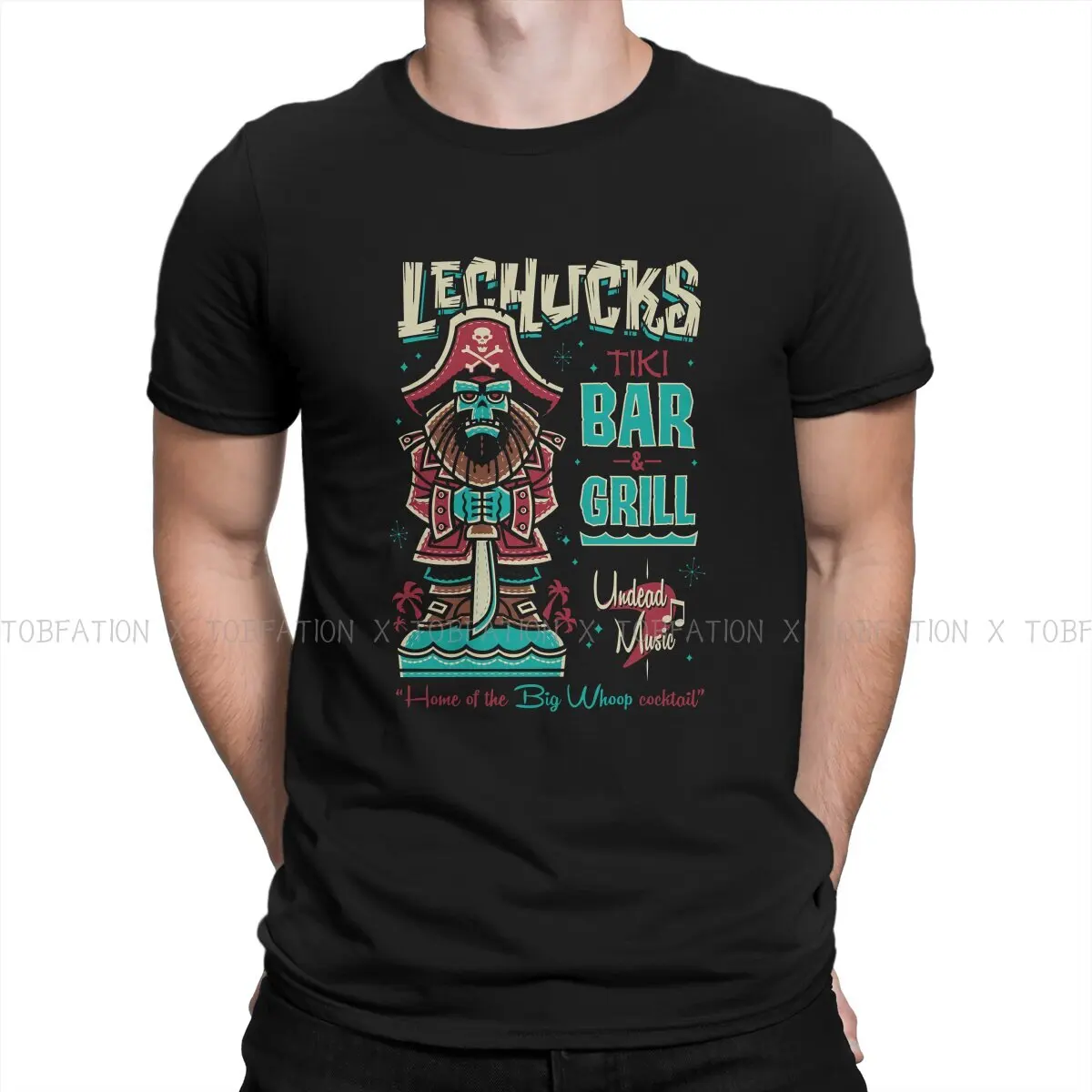 Tiki Bar  TShirt For Men Monkey Island Game LeChuck Elaine Guybrush Clothing Style T Shirt Soft Print Fluffy Creative Gift