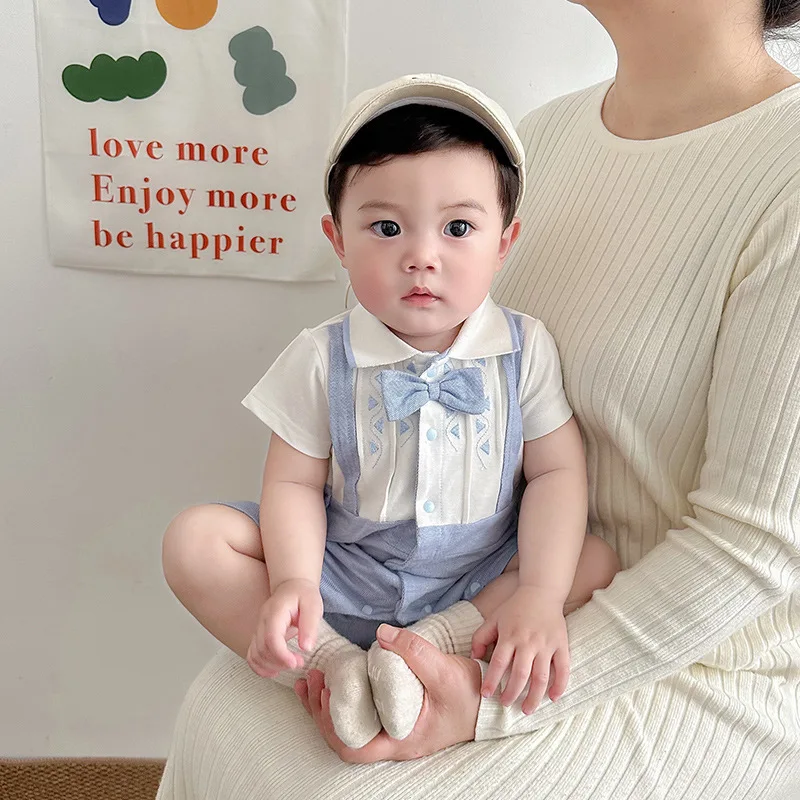 Spanish Newborn Cotton Bodysuit Bow Toddler Boys Formal Romper Happy Birthday Baby Clothes Infant Wedding Party Outfit
