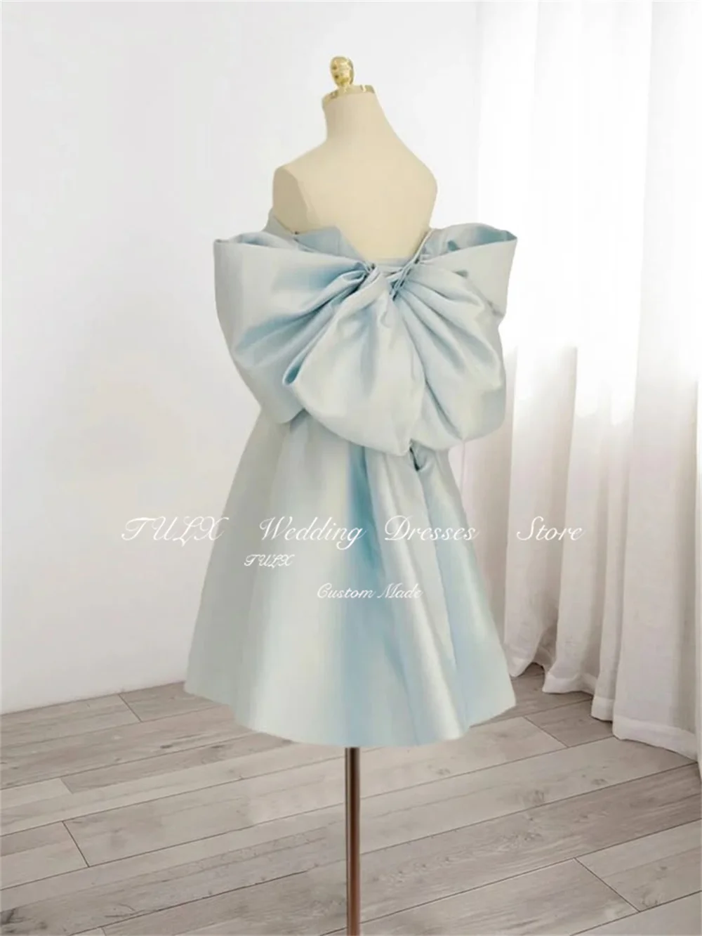 TULX bleu court fête robes de bal chérie arc dos robe de Cocktail Mini robes de soirée d'anniversaire au-dessus du genou personnalisé 2025