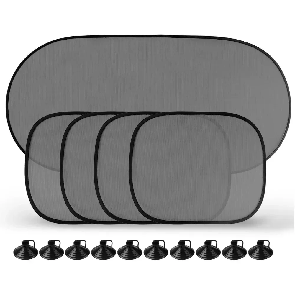 Car Side Window Sun Shade Mesh - Suction Cup Mounted Set, Sun Protection Heat Insulation In-Car Light Blocking Net