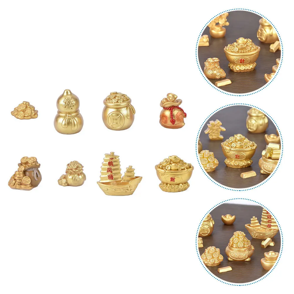 

8Pcs Resin Gold Shake Money Tree Adornments New Year Festival Supplies Creative DIY Decorative Artware Home