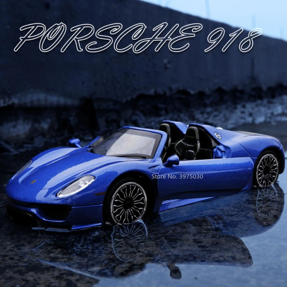 1:32 Alloy Car Model Toy Porsche 918 Spyder Supercar Diecast Highly Simulated Static Model Pull Back Collection Toy for Children