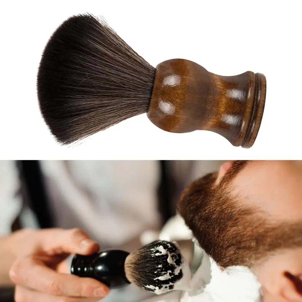 Brosse de rasage professionnelle avec manche en bois, pour barbe masculine