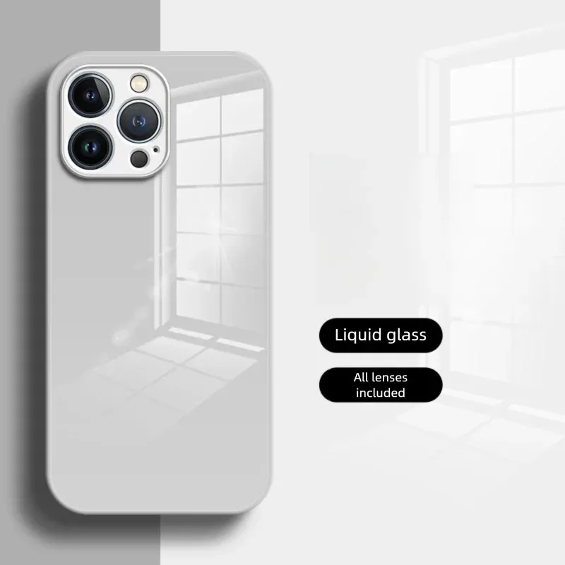 الفاخرة مربع السائل الزجاج المقسى قضية الهاتف آيفون 17 الهواء 16 15 14 13 12 11 برو ماكس زائد رقيقة جدا لطيف الغطاء الواقي
