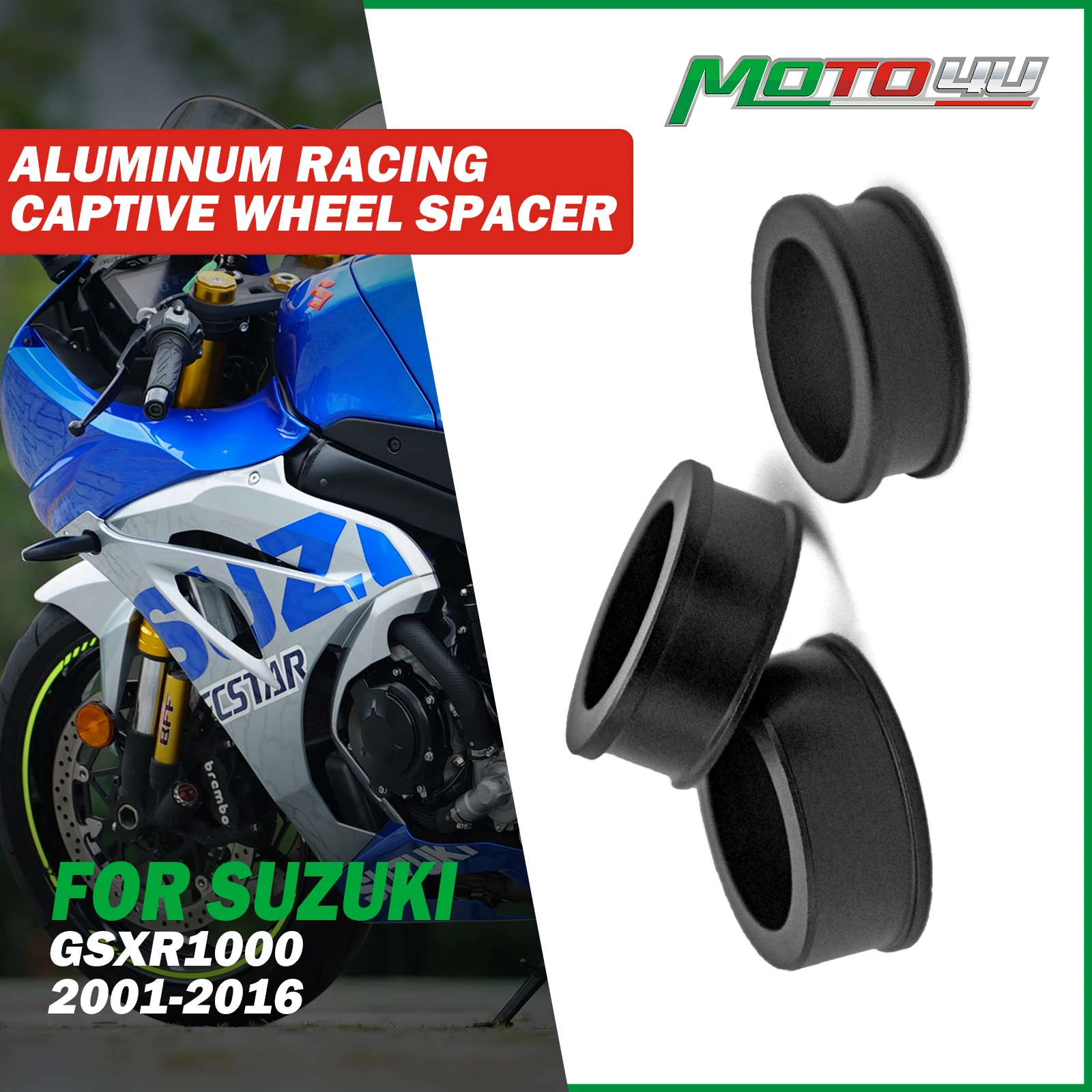 3PCS Motorcycle Captive Racing Front and Real Wheel Spacer Kit Aluminium For SUZUKI GSXR1000 GSXR 1000 2001-2016 2015 2014 2013