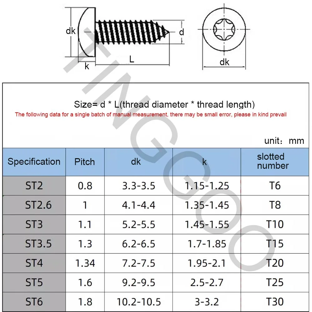 10/50 buah M2 M2.3 M2.6 M3 M3.5 M4 M5 M6 304 baja tahan karat enam Lobe Torx Pan kepala bulat dengan Pin keamanan sekrup kayu Self-tapping