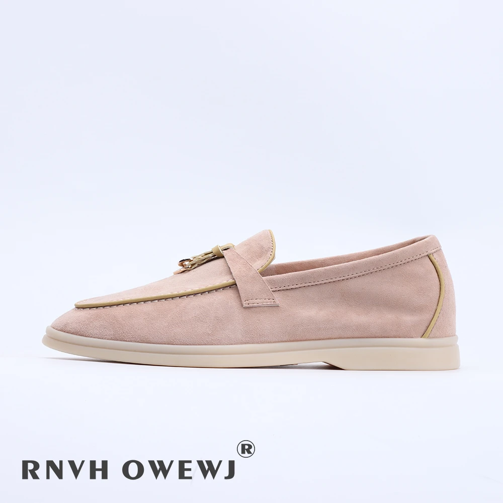 

Женские замшевые лоферы без логотипа, летние резиновые туфли-лоферы 2025, мужские мокасины из натуральной кожи, роскошная обувь без каблука