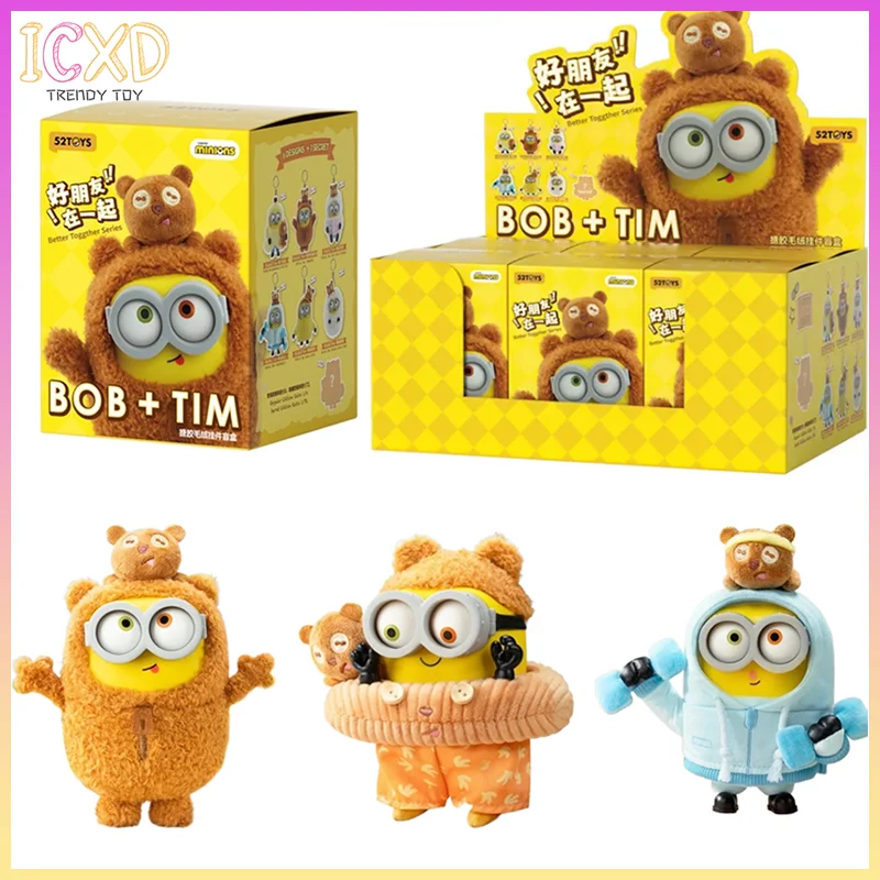 

Official Bob&Tim Minions Blind Box Toys Good Friends Together Series Vinyl Plush Design Figurines Keychains Pendant Holiday Gift