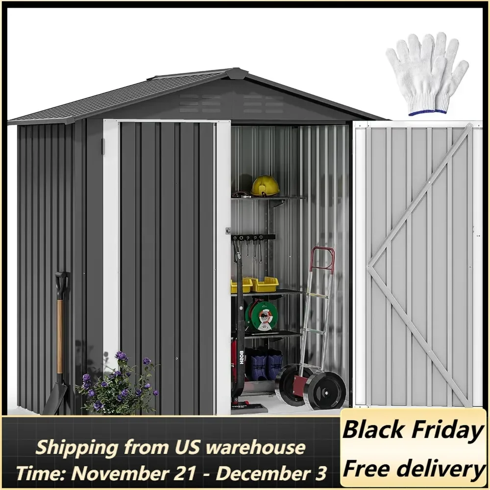 6x4ft Metal Outdoor Storage Shed, Large Heavy Duty Tool Sheds with Lockable Doors & Air Vent for Backyard Patio Lawn to Sto