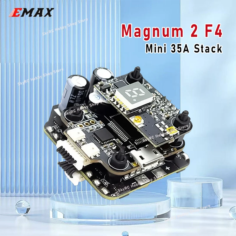 EMAX Mini Magnum 2 F4 35A Stack, 20x20mm, MPU6000, 2-6S, BLHeli_32 4in1 ESC, F4 FC with OSD & VTX for FPV Models
