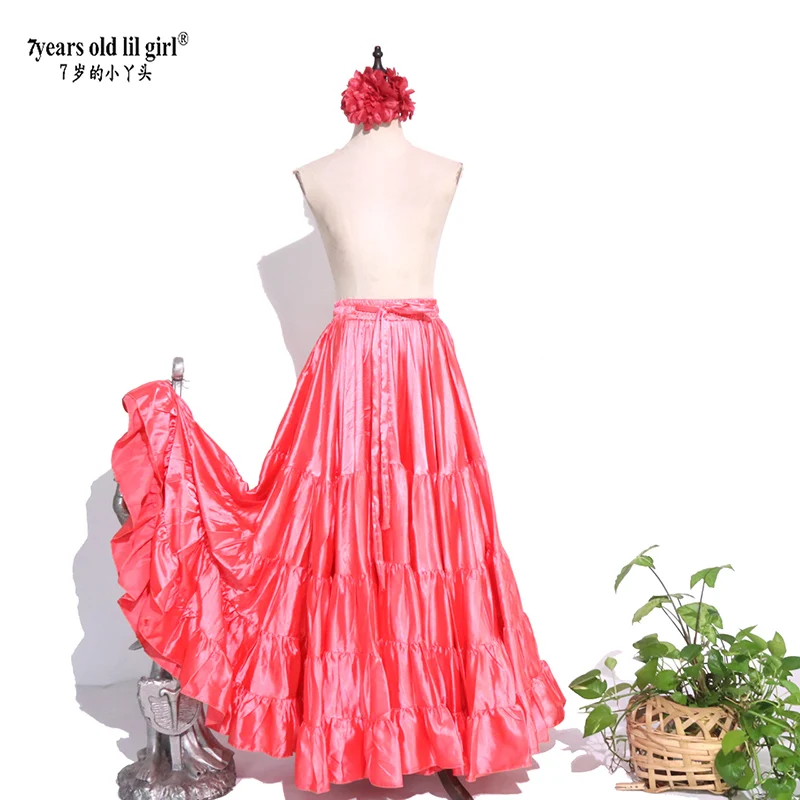 ベリーダンス トライバル フリル フラメンコ 720 度 サテン 25 ヤード 4 ティアード スカート ジプシー スカート 9EX69