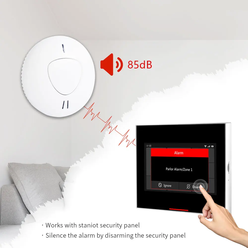 10 Years Battery Life Smoke Detector Fire Alarm Sensor EN14604 Certified 85dB High Decibel Low Voltage Alarm Security System