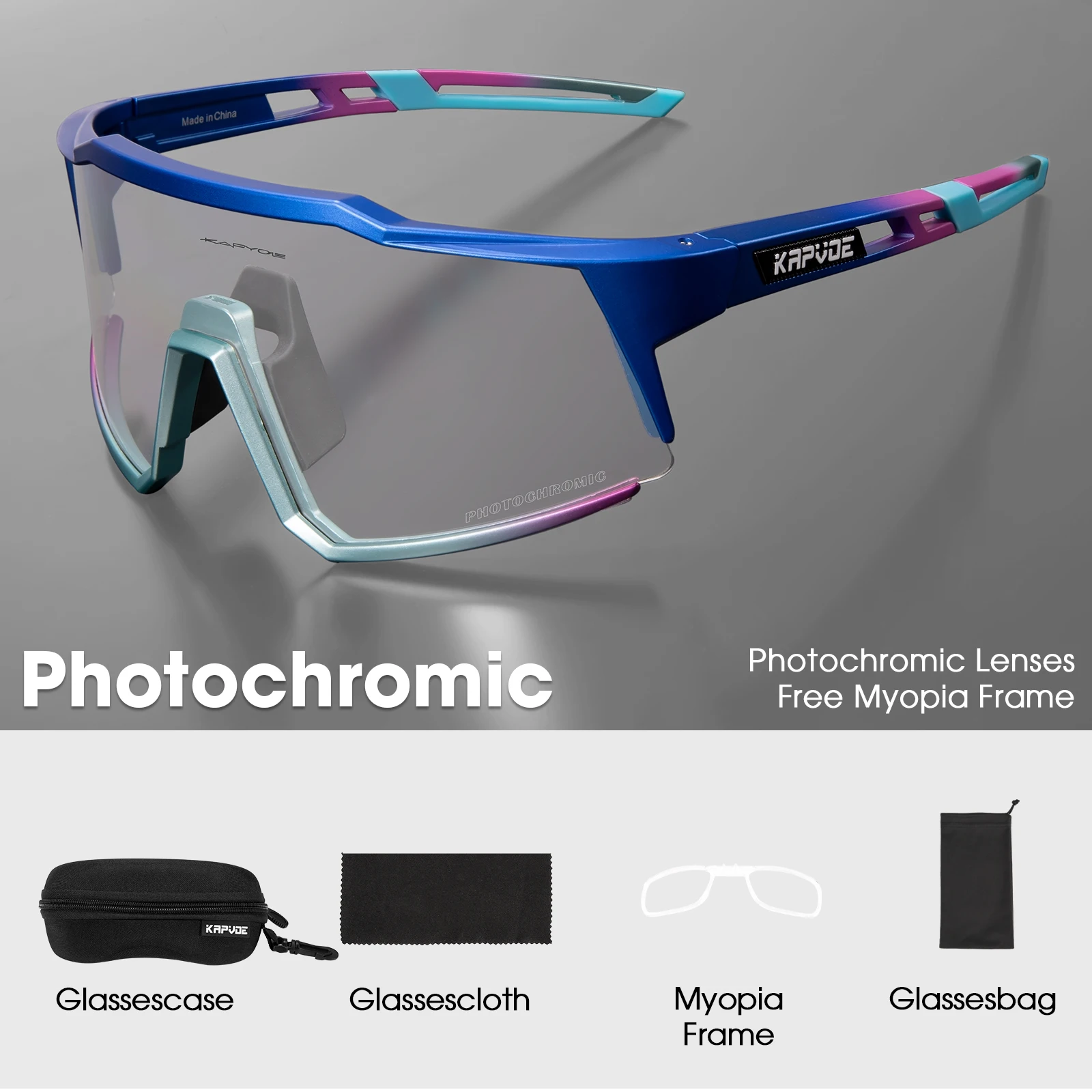 KAPVOE Neue Photochrome Radfahren Gläser Männer MTB Radfahren Sonnenbrille Frauen Straße Fahrrad Gläser UV400 Outdoor Fahrrad Sonnenbrille