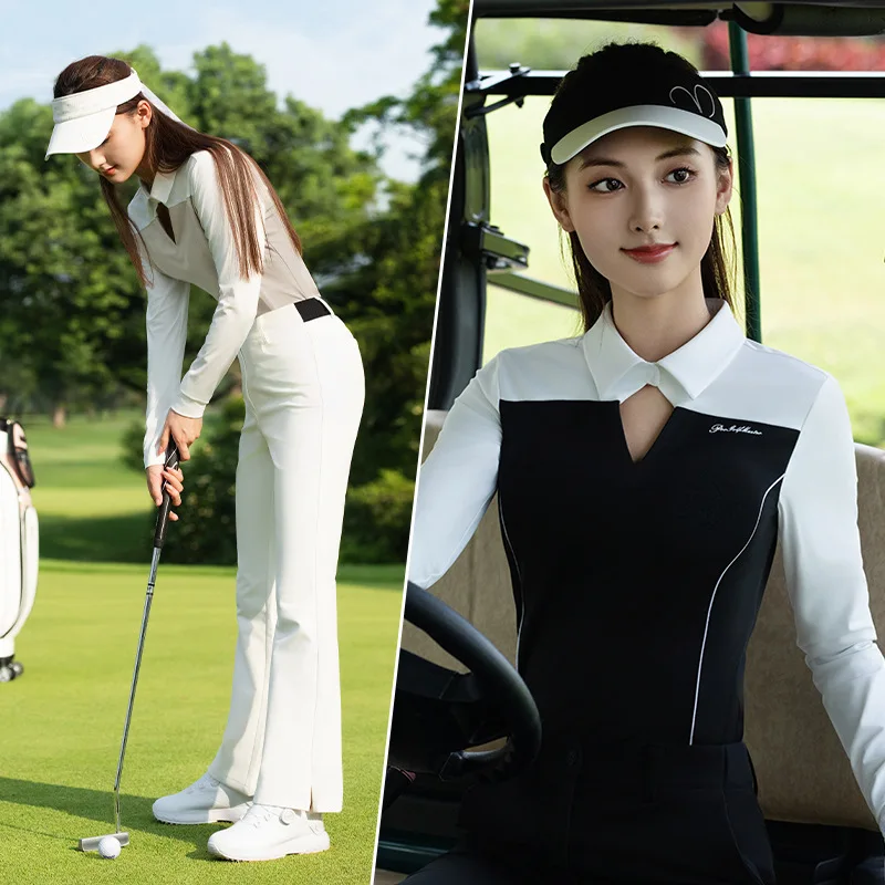 

PGM Женские рубашки поло с длинными рукавами для гольфа Осень-зима Мягкий теннисный спортивный топ YF836