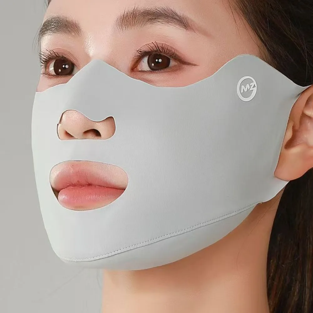 Nueva máscara de seda de hielo transpirable Anti-UV máscara de protección solar a prueba de polvo velo facial lavable Unisex