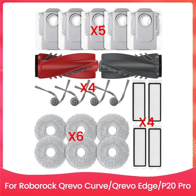 

Y51A-для Roborock Qrevo Curve/Qrevo Edge/P20 Pro роликовые боковые щетки Hepa фильтр швабра тканевые мешки для пыли запасные части